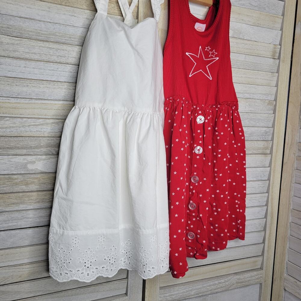 Girls Dresses Red Dress White Sleeveless Size 5 5T Clothes Spring Summer